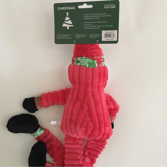 NEW 24” Dog Toy Snuggler Long Leg Muttley Santa with Squeaker | Patchwork Pet - Picture 4 of 11
